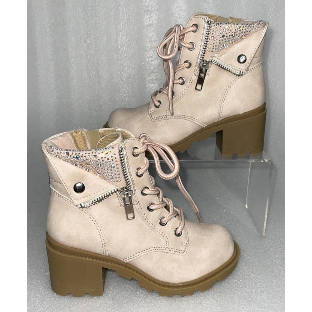 Therabouts Kinsley Pink Rhinestone Hiker Block Heel Boots Girls Size 11 NEW - Picture 5 of 16